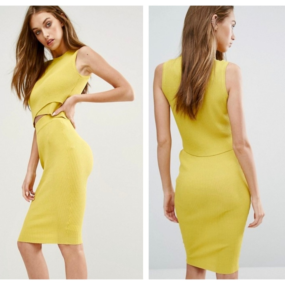 Yellow Missguided Ribbed Wrap Crop Tank - Picture 2 of 4
